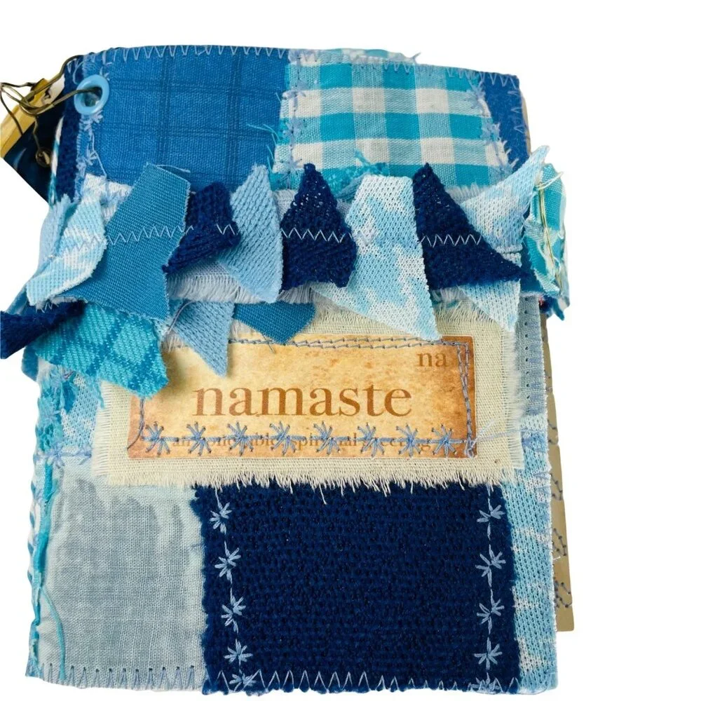 Handmade Junk Journal Mini Patchwork Fabric with Writing Board Ephemera Loaded u